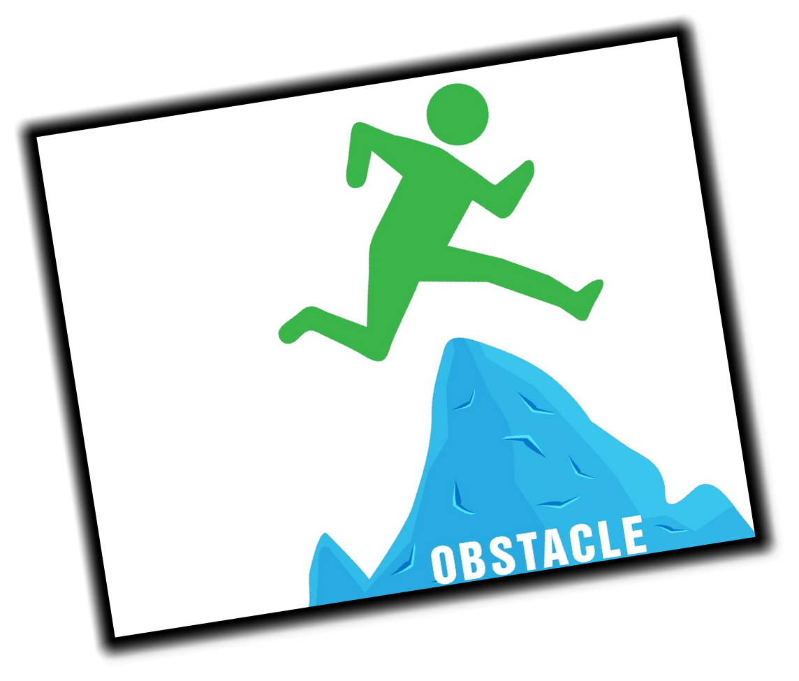 A graphic image of a man jumping over an obstacle